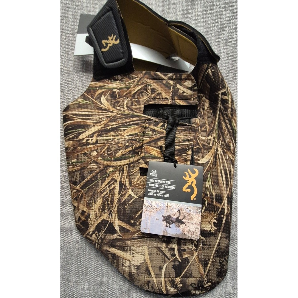 NWT Browning Neoprene Camo Max-5 Dog hunting Vest LG Chest Protector adjustable‎